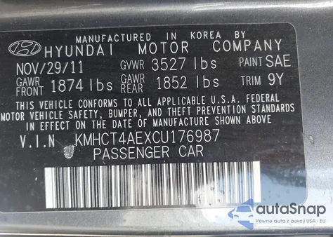 2012 Hyundai Accent Gls from USA, damaged, VIN KMHCT4AEXCU176987